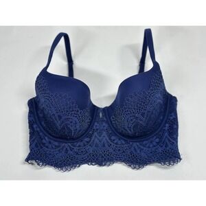Victoria's Secret Body by Victoria Blue Longline Lace Push-Up Bra 32D Underwire